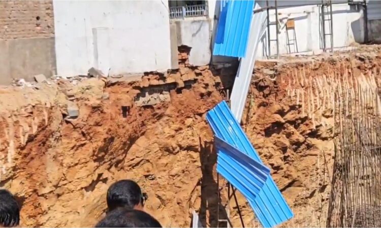 Rescue operations at Sitara Hotel construction site in LB Nagar after a wall collapse killed three workers