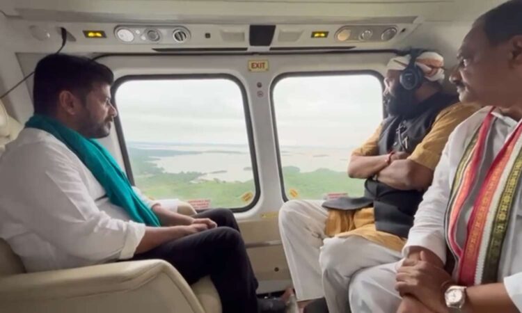 Revanth Reddy conducts aerial survey