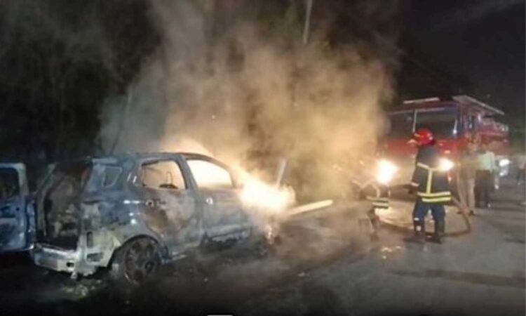 car catches fire