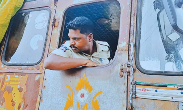 constable drives a lorry