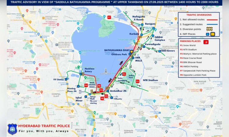 Hyderabad traffic diversions Bathukamma
