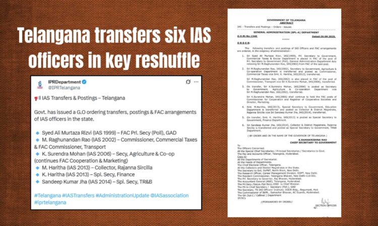 Telangana IAS reshuffle