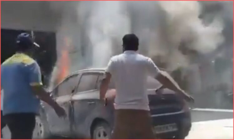 Car Fire at BPCL Petrol Pump