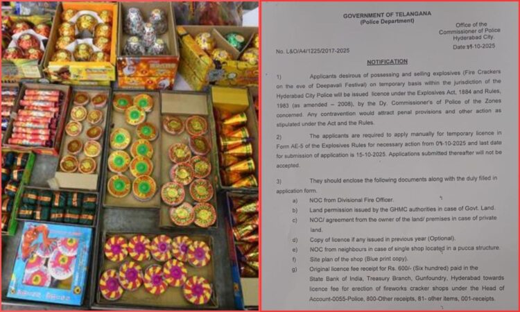 Hyderabad Police Diwali Firecracker Sale Guidelines